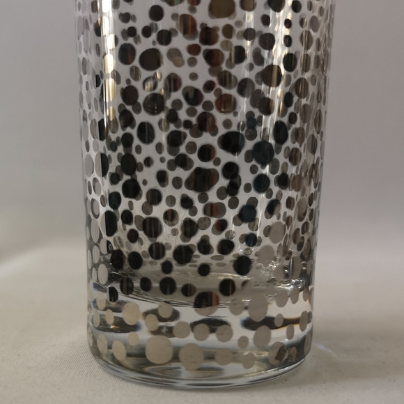 Set of 4 Extra Tall Shot Glasses w/ Metallic Silver Applied Confetti Polka Dots - Picture 3 of 6